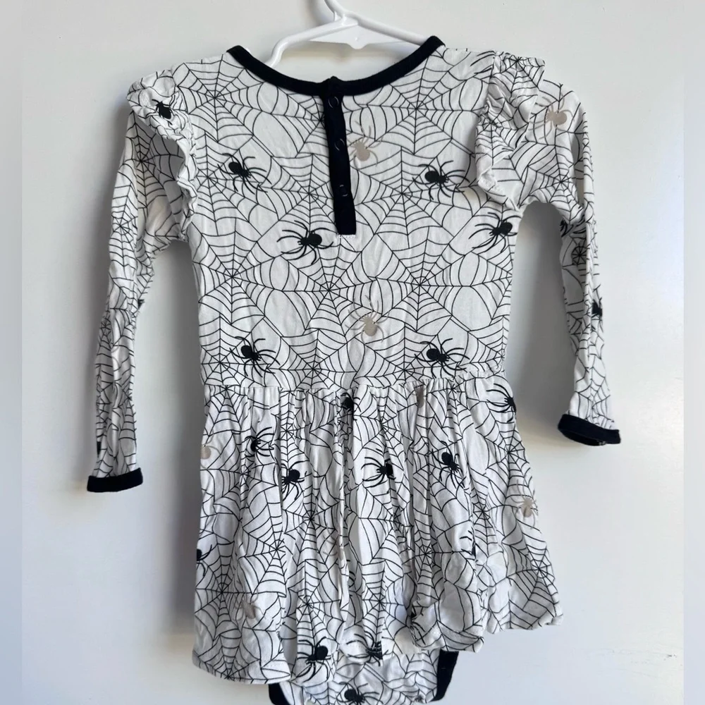 KYTE Baby Long Sleeve Twirl Bodysuit Dress Spider 18-24 mo Halloween Bamboo Fall